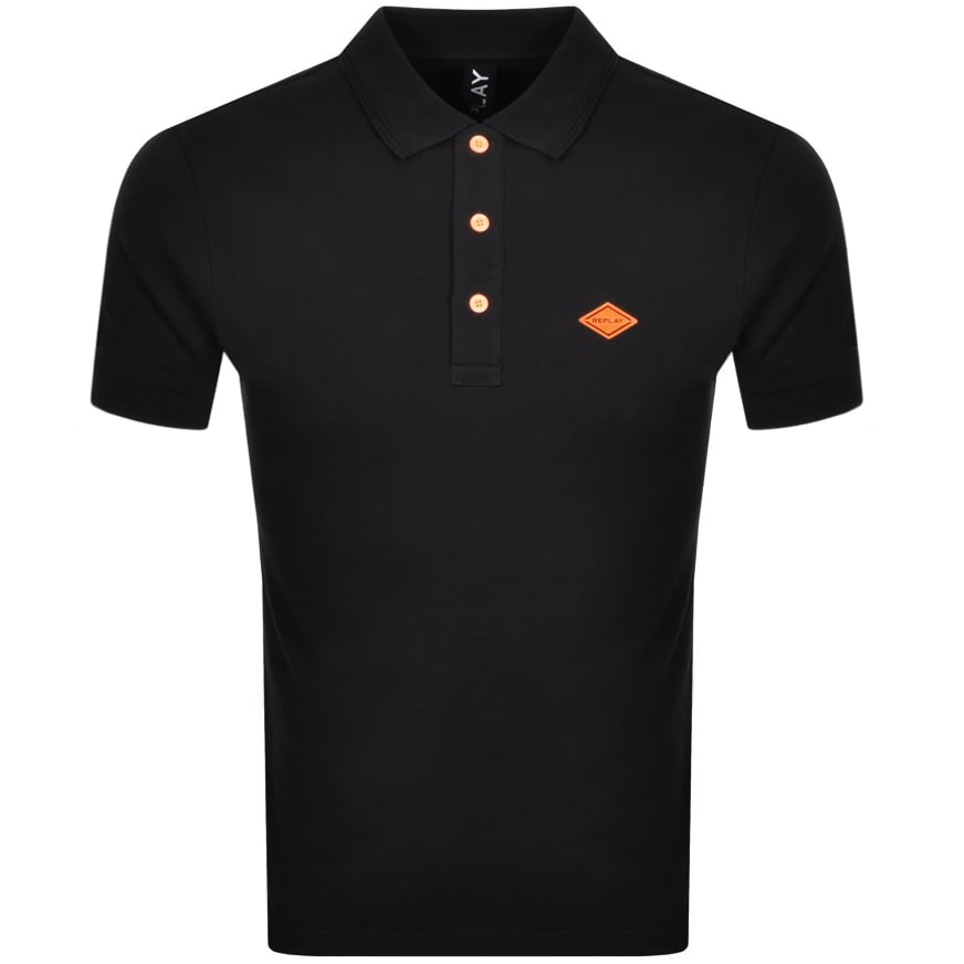 Alternative Image for ProductReplay Short Sleeved Logo Polo T Shirt Black1